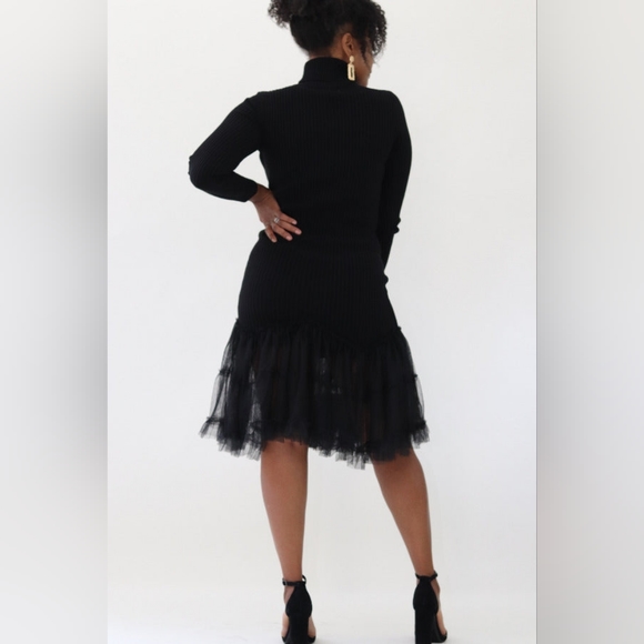 NWT Turtleneck Tulle Long Sleeve Midi Dress - Picture 2 of 2